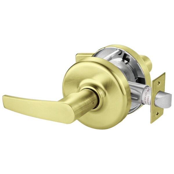 Grade 1 Passage/Closet Cylindrical Lock, Armstrong Lever, Non-Keyed, Satin Brass Finish, Non-handed